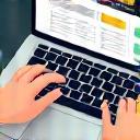 Person typing on a laptop with website interface, representing enhancing experience.